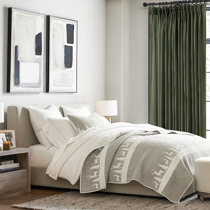 Olive Green Linen Curtains 84 Inches Long - Image 8
