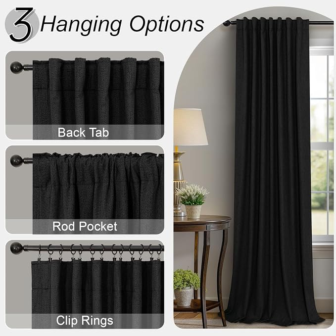 Pitalk 54 Inch Blackout Curtains Length 2 Panels Set Back Tab Pocket Room - Image 5