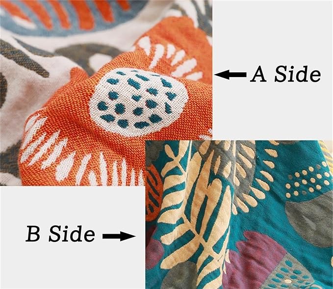 MSGKV Cotton Throw Blanket for Couch Bed 90''x98'', Floral Soft Farmhouse - Image 7