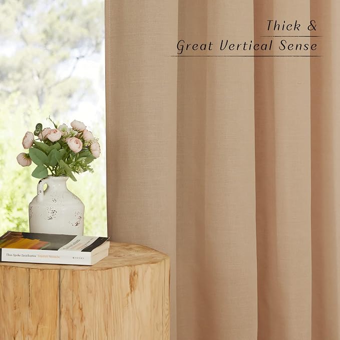 NICETOWN Linen Curtains for Windows 90 inch Long, Grommet Semi Sheer Vertical - Image 5