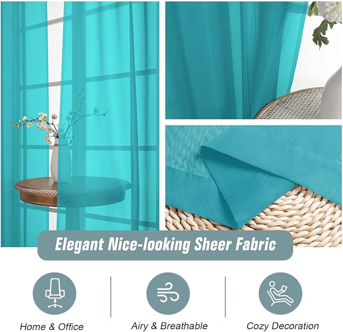 Window Sheer Curtains 54 inch Length, Soft Airy Light Filtering Sheer Curtain 2 - Image 4