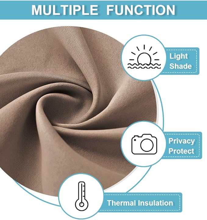 RYB HOME Blackout Curtains for Bedroom Living Room 63 inches Long, Thermal - Image 2