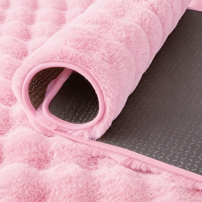 Pink Rabbit Plush Rug 5'x7', Fluffy Shaggy Area Rug - Image 7