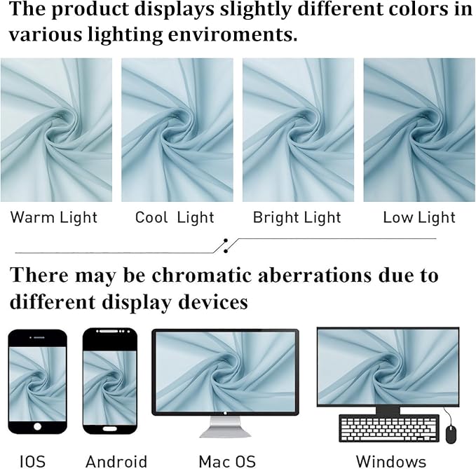 Sky Blue Sheer Curtains 72 Inches Length 2 Panels, Lightweight Dual Rod Pockets - Image 5