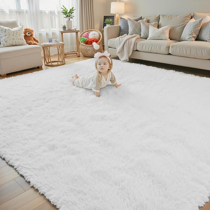 Rugs for Living Room 8x10, Alfombras para Salas Fluffy Shag Large Fuzzy Plush by Junhejiamei