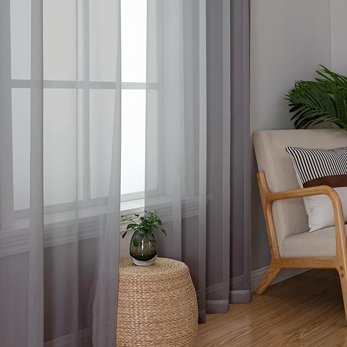 Aiyufeng Basic Rod Pocket Sheer Voile Window Curtain Panels White 1 Pair 2 - Image 3