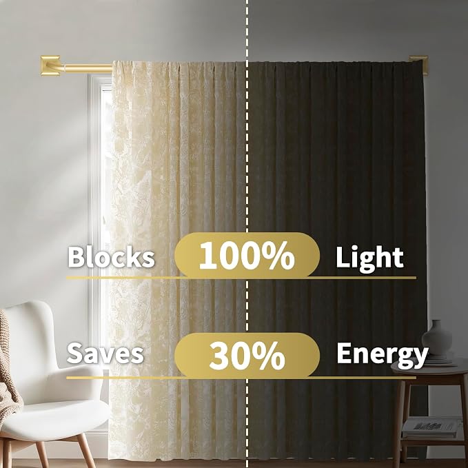 Gold Curtain Rods for Windows 66-120Inch Heavy Duty French Return Rod, Wrap - Image 3