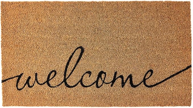 KANKUN Coco Coir Door Mat with Heavy Duty Backing, Welcome Doormat (17" x 30"), Doormat Entrance (Welcome1)