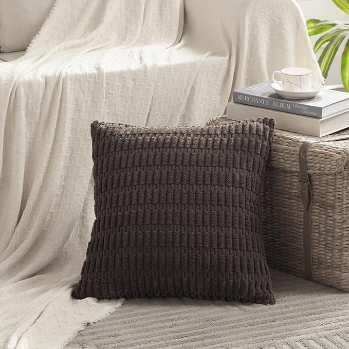 Fancy Homi 4 Packs Boho Dark Brown Decorative Throw Pillow Covers 18x18 Inch - Image 2