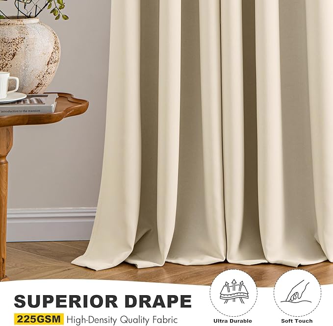 MIULEE Blackout Curtains for Bedroom 2 Panels 40 x 90 Inch Long Cream Beige | - Image 5