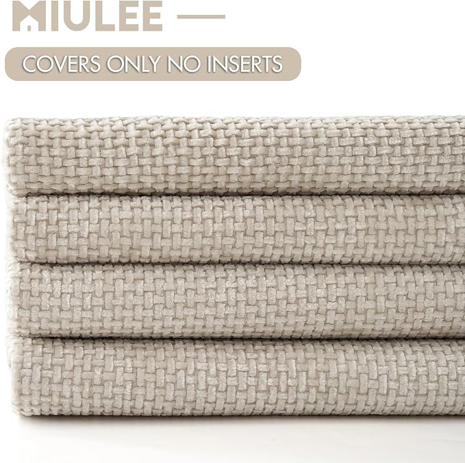 MIULEE Pack of 4 Couch Throw Pillow Covers 18x18 Inch Cream Soft Decorative - Image 6