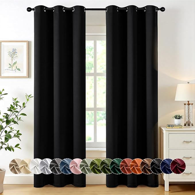 MIULEE Black Blackout Curtains for Bedroom Living Room 72 Inches Long 2 Panels by MIULEE
