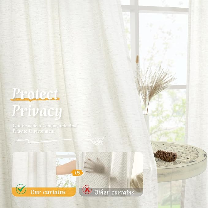 Natural Linen Curtains 72 inch Length - Image 5