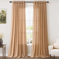 Nanspring Camel Linen Curtains for Living Room 94 Inches Long Back Tab and Rod by Nanspring