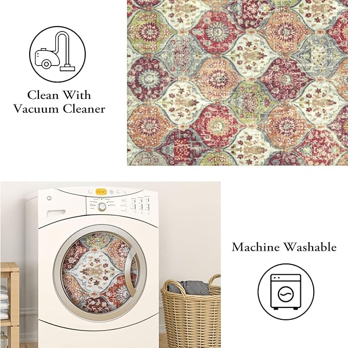 Lahome Moroccan Washable Round Rugs, Non-Slip Soft Round Rug 4ft Ultra-Thin | - Image 6