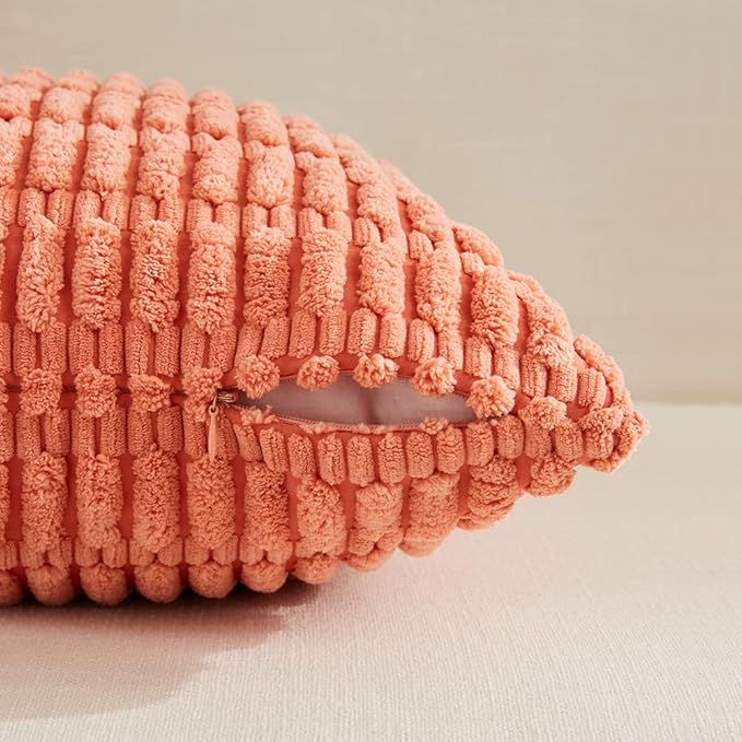 Fancy Homi 4 Packs Boho Coral Decorative Throw Pillow Covers 24x24 Inch - Image 3