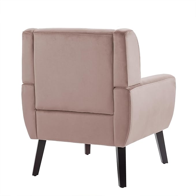 UIXE Accent Chair, Velvet Upholstered Armchair for Living Room, Modern Club Arm Chairs Comfy Single Sofa Button Tufted Bedroom Reading Seat - Skin Pink, Set of 1
