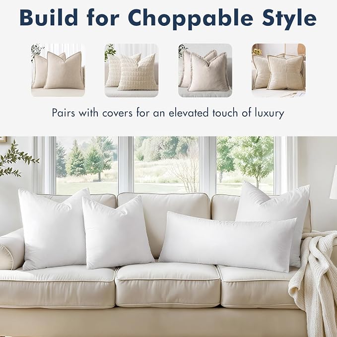 MIULEE 18x18 Pillow Inserts, Double-Layer Down-Proof Cotton Cover, Decorative - Image 4