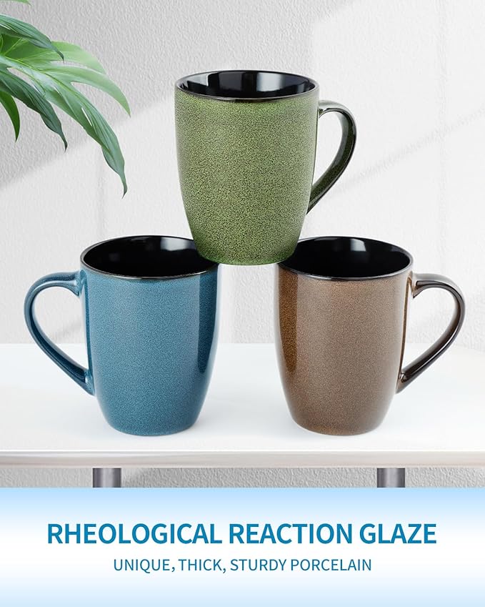 Ceramic Mugs 12oz,Large Ceramic Coffee Mugs for Men, Women, Dad, Mom, Modern Coffee Mugs With Handle For Tea,Latte,Cappuccino,Cocoa. (blue and brown 4pack)