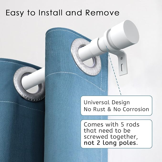 Byondeth Curtain Rods for Windows 16 to 88 Inches Adjustable Length 1 Inch - Image 2