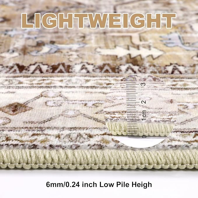 Yamaziot Area Rug 8x10, Non-Slip Washable Boho Vintage Living Room Bedroom Rug - Image 5
