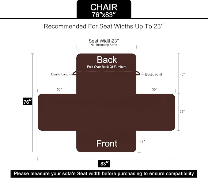 U-NICE HOME Reversible Recliner Chair Covers, Taupe | 23''Armchair Cover - Image 6