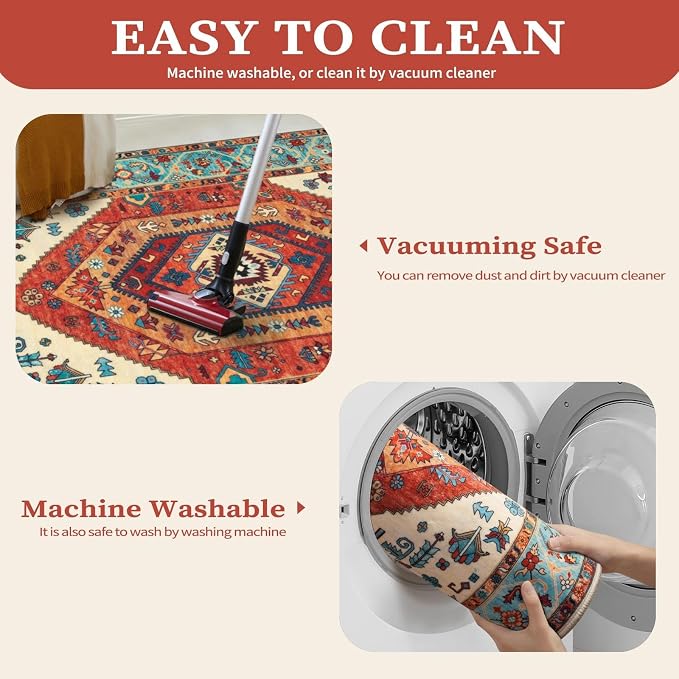 SERISSA 2x3 Washable Non Slip Boho Small Area Rug - Image 2