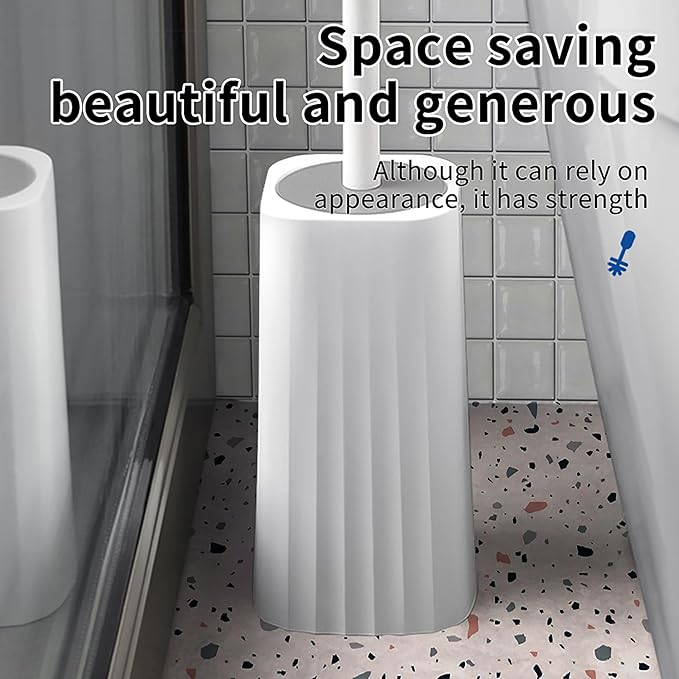 Toilet Brush & Holder Set, 2 Pack Toilet Brushes for Bathroom with Holder, Lightweight Plastic Handle, Space Saving for Storage, Deep Cleaning, Drip-Proof, Easy to Assemble