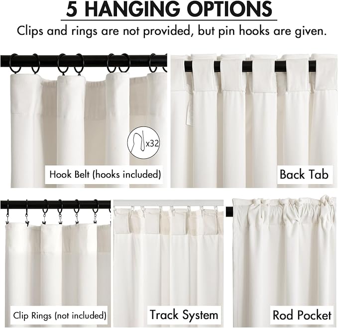MIULEE Velvet Curtains 50W x 72L 2 Panels Ivory Blackout Curtains | Luxury - Image 2