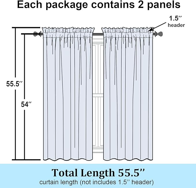 Simplebrand Blush Semi Sheer Curtains 54 Inch Length 2 Panels, Geometric - Image 7