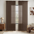 MIULEE Short Chocolate Brown Sheer Curtains 54 X 54 Inches, 2 Panels Set | by MIULEE