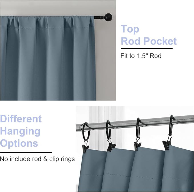 Simplebrand Ava Stone Blue Short Blackout Curtains - Image 4