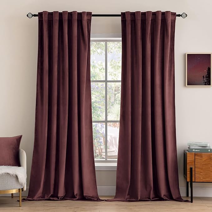 MIULEE Velvet Curtains 52x96 inches 2 Panels Ruby Wine Blackout Curtains | by MIULEE