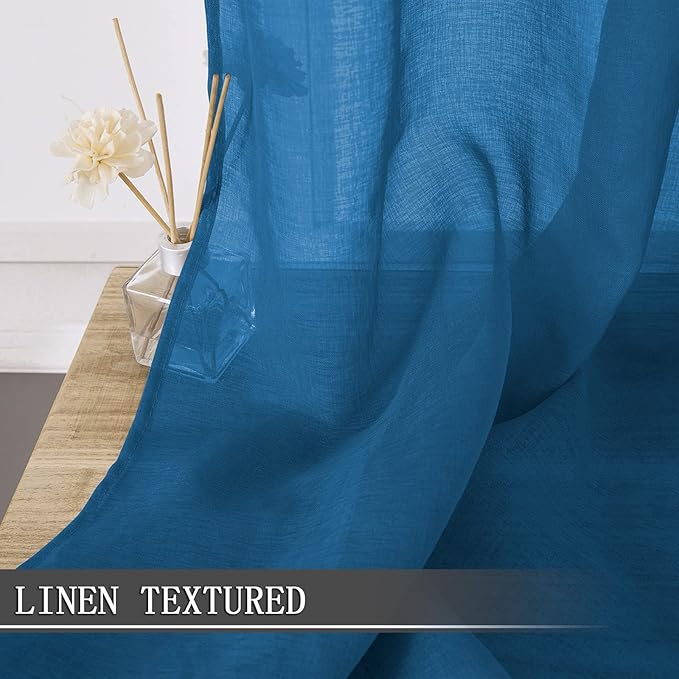 Tollpiz Sheer Curtains Bedroom Linen Textured Curtain Sheers Light Filtering - Image 2