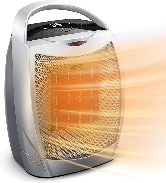 GiveBest Space Heaters for Indoor Use, Portable Heater with Thermostat, Timer, Eco Mode and Fan Mode, 1500W PTC Ceramic Fast Safety Heat for Bedroom Home