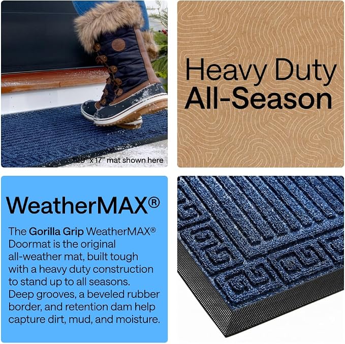GORILLA GRIP 100% Waterproof All-Season WeatherMAX Doormat 35x23, US Designed - Image 3
