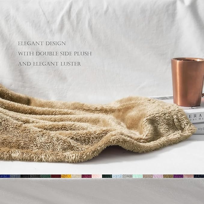 Exclusivo Mezcla Plush Fuzzy Fleece Bed Blanket Queen Size, Super Soft - Image 6
