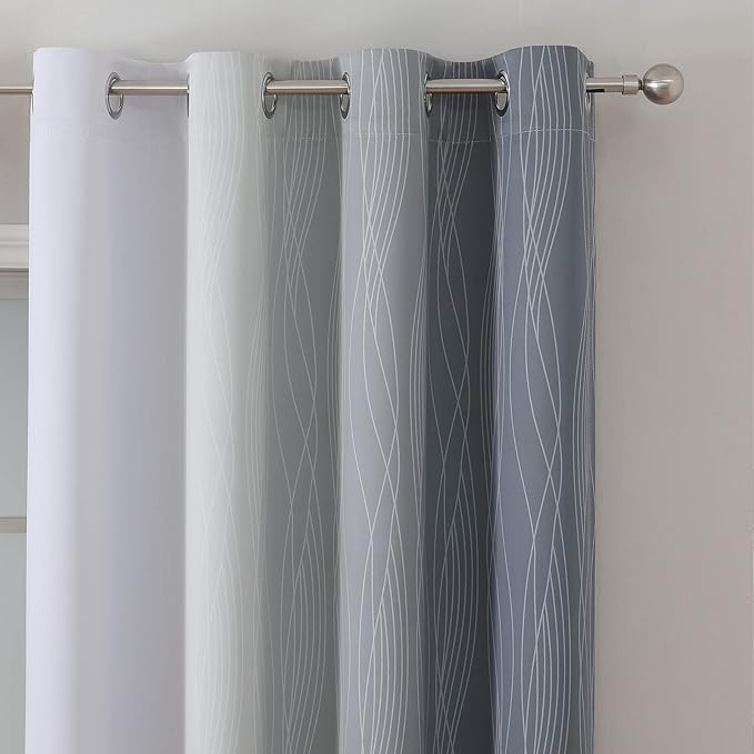 Estelar Textiler Thermal Insulated Blackout Curtains 96 Inches Long, Ombre Grey - Image 4