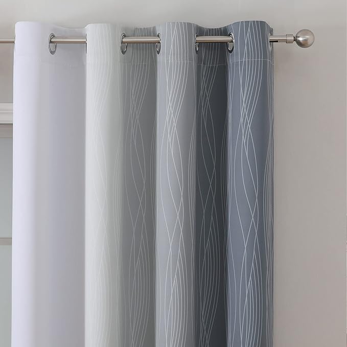 Estelar Textiler Grayish White and Grey Blackout Curtains - Image 4