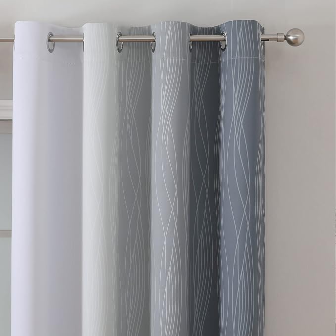 Estelar Textiler Grey and Greyish White Blackout Curtains & Drapes - Image 4