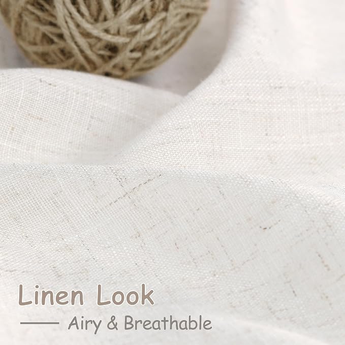 Ivory White Linen Curtains 63 Inches Long - Image 3