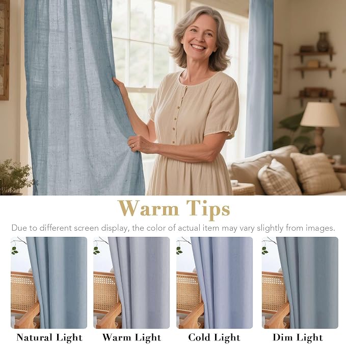 H.VERSAILTEX Living Room Linen Curtains Home Decorative Nickel Grommet Curtains - Image 3