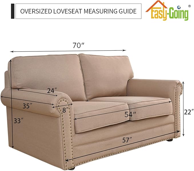Easy-Going Stretch Oversized Loveseat Couch Covers Washable Navy | 1-Piece - Image 5