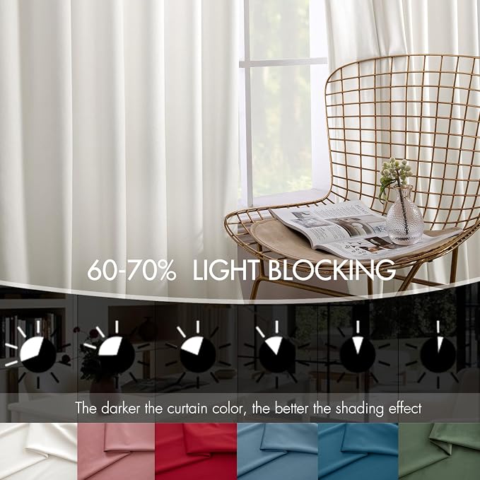MIULEE Velvet Curtains 50W x 92L 2 Panels Ivory Blackout Curtains | Luxury - Image 4