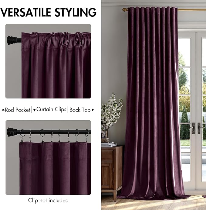MIULEE Dark Purple Velvet Curtains 108 inches - Image 2