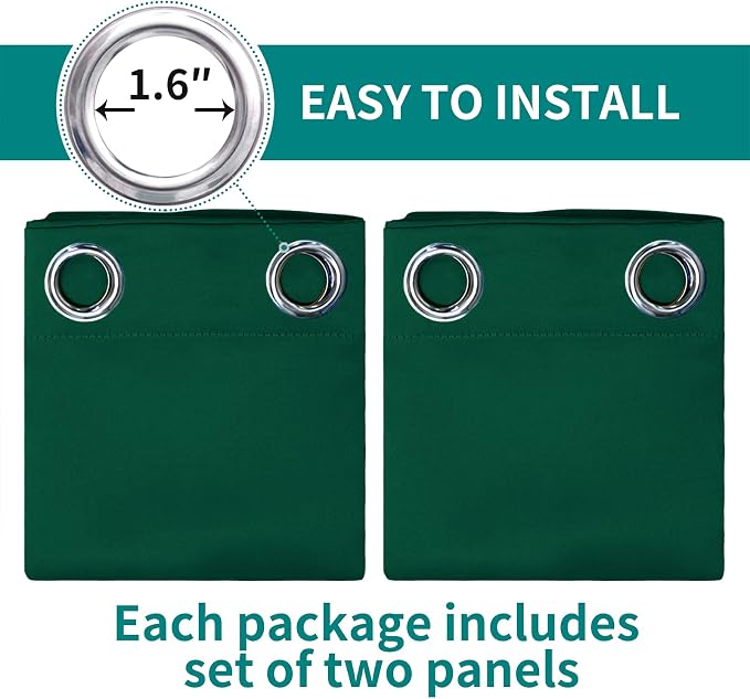 BGment Green Blackout Curtains 96 Inches Long, Grommet Thermal Insulated Room - Image 3