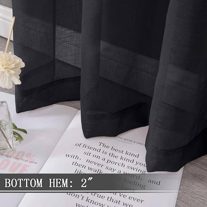 Tollpiz Sheer Curtains Linen Textured Bedroom Curtain Sheers Light Filtering - Image 4