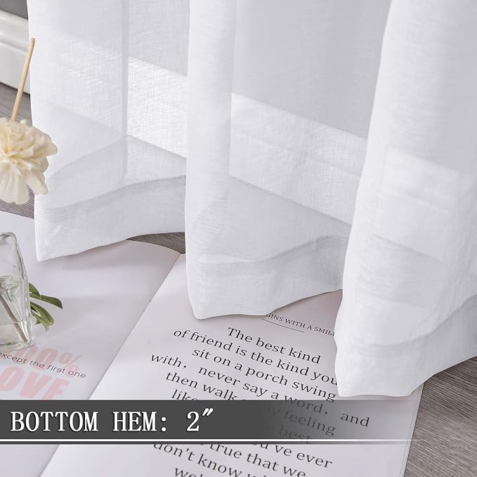 Tollpiz Sheer Tier Curtain Linen Textured Half Kitchen Curtains Sheer Light - Image 4