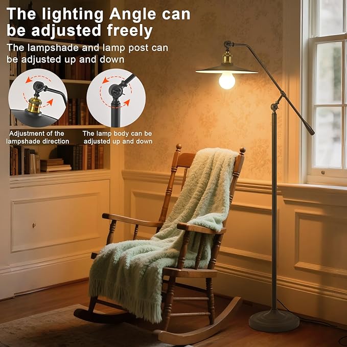 Bright Smart Floor Lamp with Remote Control and Bluetooth Dimming,Living Room Couch Corner Bedroom Office Library Study Reading Standing Lights, Adjustable Black Rustic Vintage Industrial Home Decor