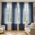 MIULEE Navy Blue Sheer Curtains 72 Inches Long 4 Panels 54 x 72 Inches | Light by MIULEE